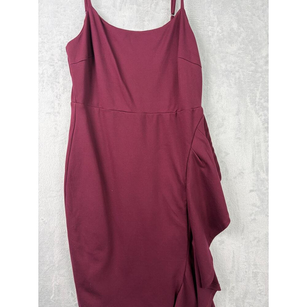 Lulus Adelaide Burgundy Ruffle Bodycon Dress - Size L - Picture 4 of 8